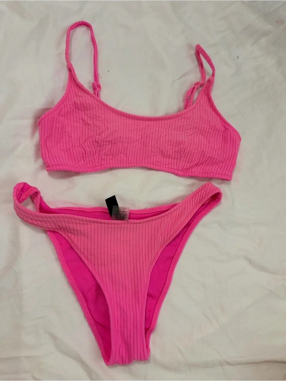 triangl swimwear Bright Pink Ribbed Bikini